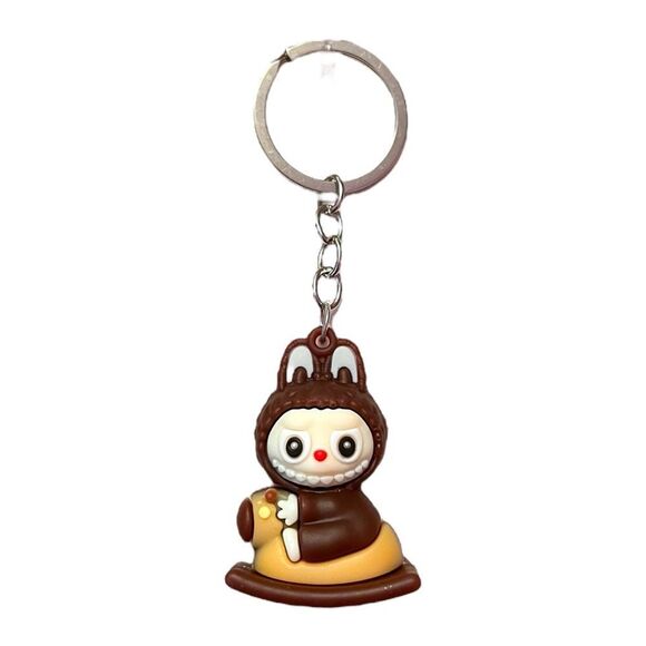 🤯5/$20🤯 Brown Labubu On A  Brown Rocking Horse Keychain FLASH SALE - Picture 1 of 2